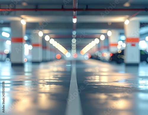 Blurred lights background in modern parking garage