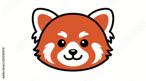 Cute cartoon red panda face looking cheerful