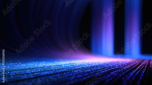 Abstract futuristic tunnel with glowing blue and purple lights