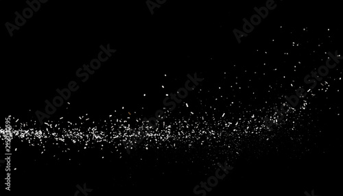Abstract Explosion of White Confetti and Glitter Particles on a Black Background for Celebrations and Special Events