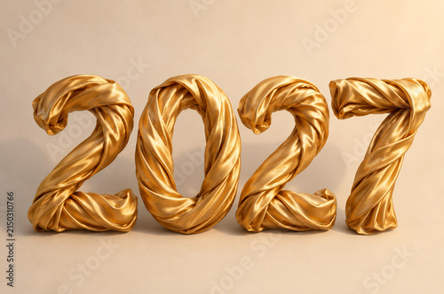 2027 3D Design & New Year Celebration Image. 2027 Typography Design & Merry Christmas Image