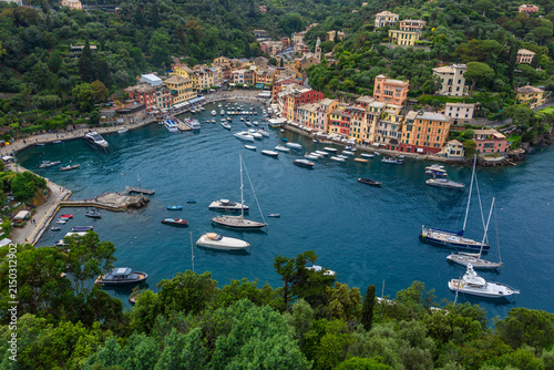 Sea coast with colorful houses in Portofino, Italy