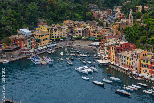 Sea coast with colorful houses in Portofino, Italy