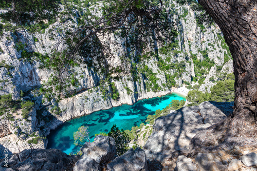 Steep and narrow valley of d'En-Vau, Calanque