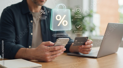 Personalized Ecommerce Offers with Discount Savings, Loyalty Benefits and Secure Checkout for Digital Shopping