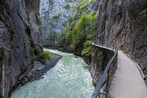 Stunning view inside the Aare Gorge, near Meiringen, Switzerland