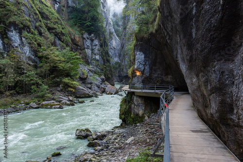 Stunning view inside the Aare Gorge, near Meiringen, Switzerland