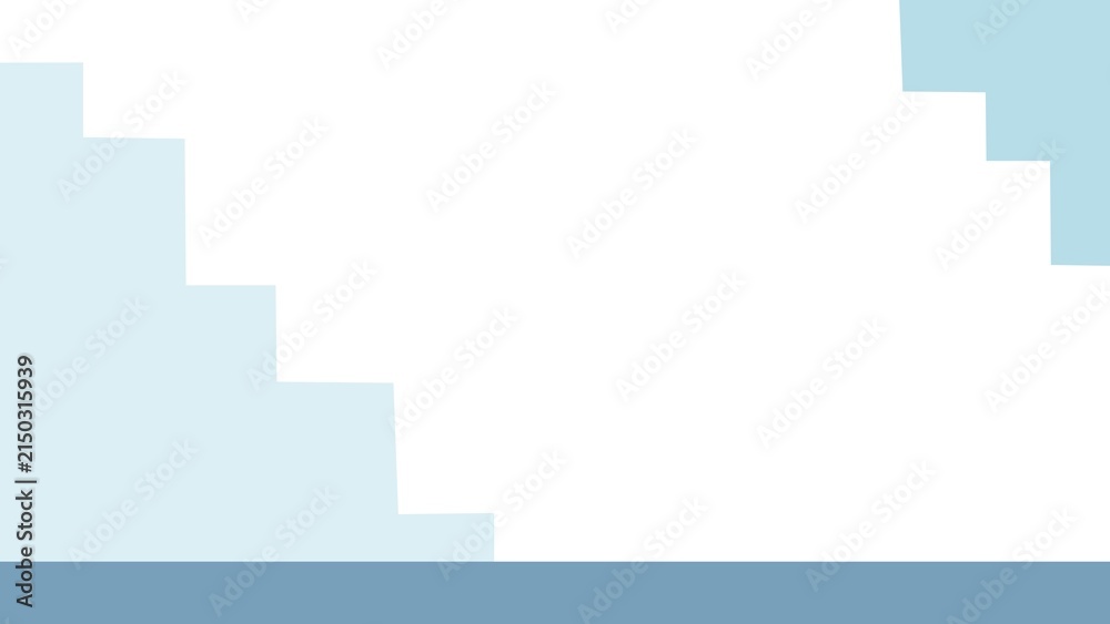 Fototapeta premium Cute pastel blue staircase frame background presentation with white center