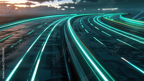 Wireless inductive charging lane on a modern highway road surface
