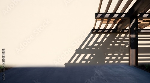 Modern Security Gate Geometric Shadow Sunlit Wall Background