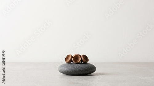 Natural Seed Pods Ceramic Dish White Minimalist Background