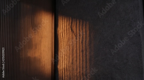 Warm Sunlight Shadows Vertical Wooden Wall Panel Texture