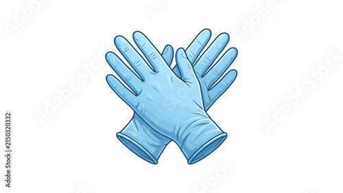 Blue Medical Gloves Crossed Illustration