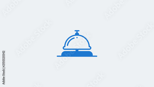 Blue Service Bell Icon on White Background - Hospitality, Reception, Concierge