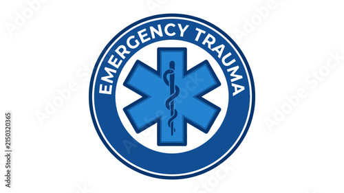 Blue Star of Life Medical Emergency Trauma Emblem with Caduceus Symbol