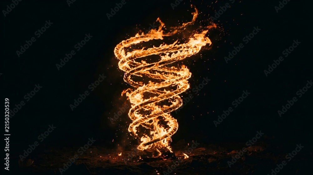 Obraz premium Fiery Tornado Vortex of Fire with Dark Background and Sparks