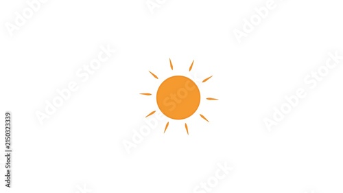 Animation of the sun with rays. Summer warm weather concept.