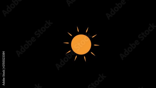 Animation of the sun with rays. Summer warm weather concept.