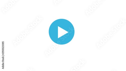 Animated play button on screen. Animation play button