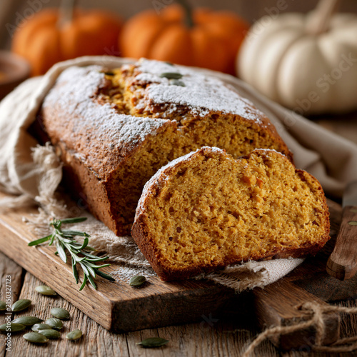 fresh homemade pumpkin bread 