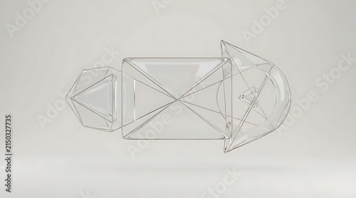 Abstract geometric glass shapes forming a complex structure representing an agente concept for modern business strategy and professional networking