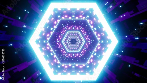 Neon Synthwave Tunnel Loop Background for VJ and Gaming	
