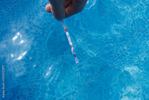 Testing pool water chemistry with handheld test strip