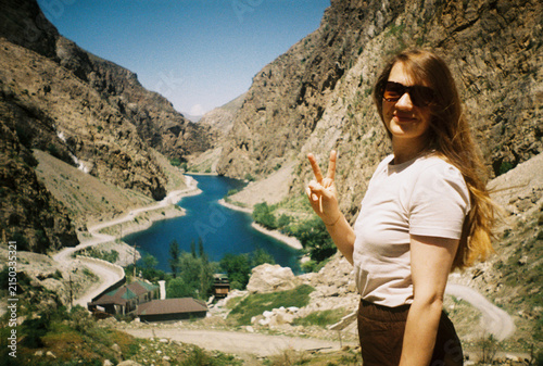 Happy Tourist in Haft Kul region, Tajikistan