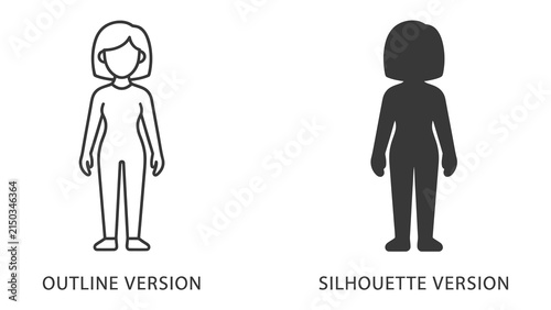 Canvastavla Woman Outline and Silhouette Icons: A graphic representation showing two female figures, one as a simple line drawing outline and the other as a solid black silhouette