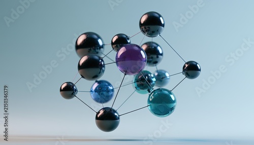 Abstract Molecular Structure with Interconnected Spheres.