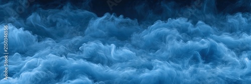 Abstract Blue Smoke Swirls and Wisps on Dark Background