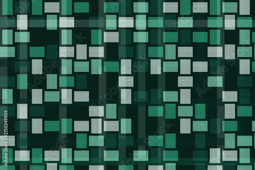 Obraz na plátně Mosaic pattern of dark green and teal rectangles creating abstract pixelated texture for digital themes