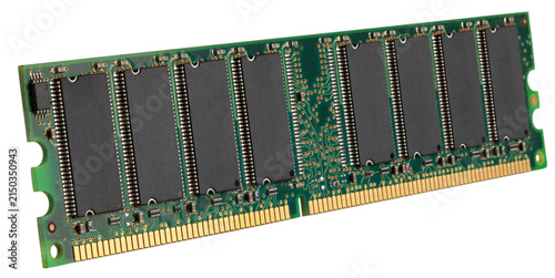 Upgraded memory for a personal computer at a angle from the left
