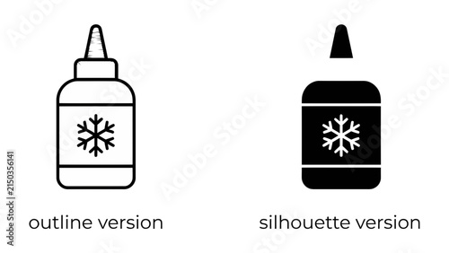 Snowflake Symbol Icons: Two simple icons depicting a bottle with a snowflake symbol, presented in both outline and silhouette versions.