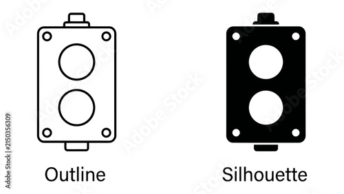 Traffic Light Icon Outline and Silhouette