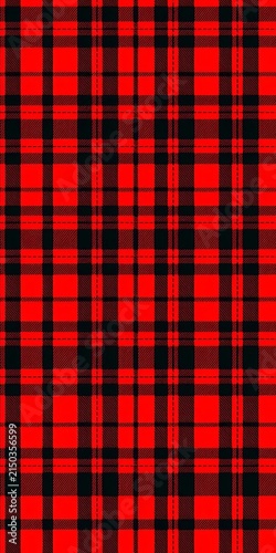 Red and black lumberjack buffalo plaid seamless vector pattern with bold stripes and subtle texture, textured, background