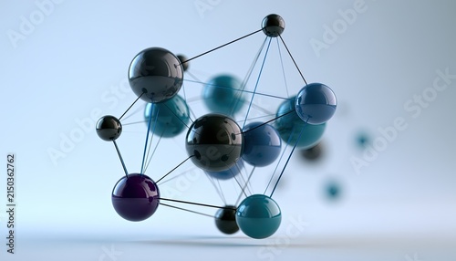 Abstract Molecular Structure with Connected Spheres.