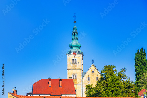 Tower bell of catholic church in the center of Samobor, town in northern Croatia 