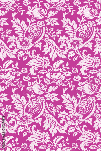 Canvastavla Ornate pink damask floral seamless textile pattern for vintage wallpaper print
