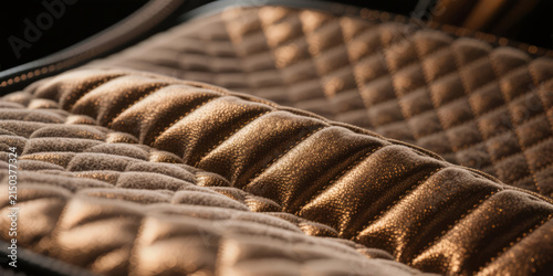 Golden quilted suede like texture with metallic sheen and lighting