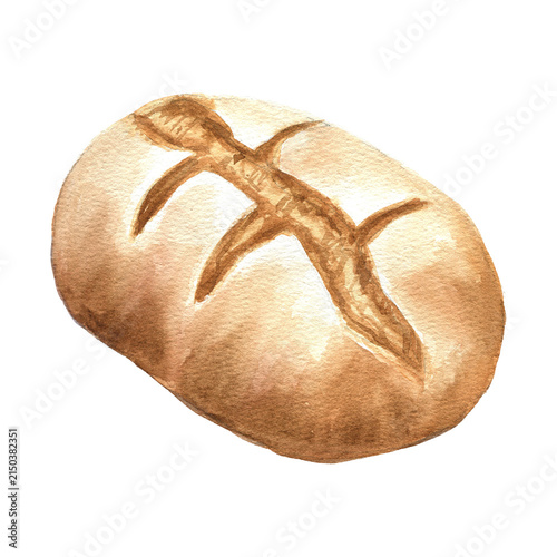 Watercolor Illustration of Fresh Baked Bread