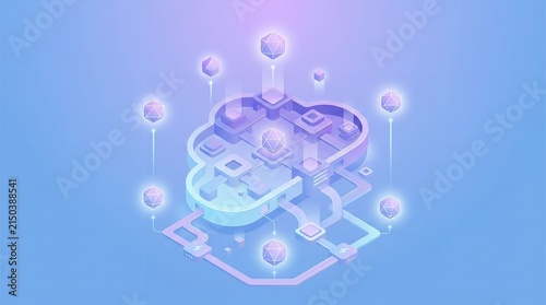 High Speed Fiber Optic Cable Transmitting Rainbow Light Data Stream into Futuristic Computer Hardware Interface
