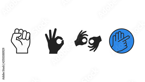 Photography Set of diverse hand gesture icons showing various signs and communicative manual