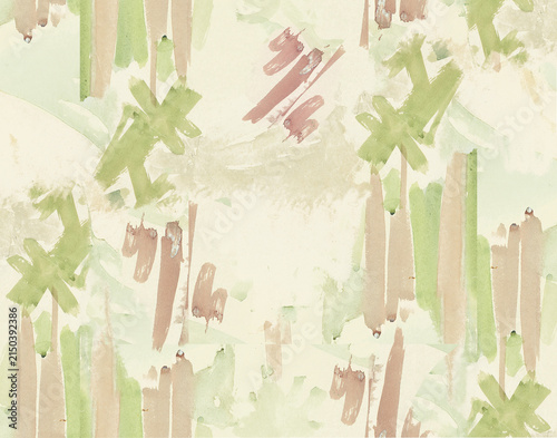 Photography Abstract watercolor brushstroke textile print pattern with soft earth tones and sage streaks