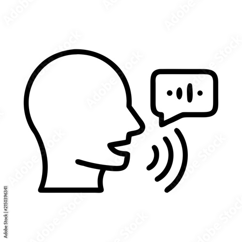Voice recognition technology and speech command system icon set art.