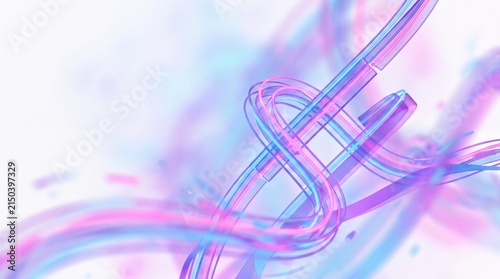 Visual unity concept, flowing neon lines in pink and blue intertwine, symbolizing unity and connection