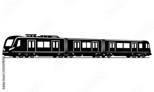 Train Silhouette Vector Icon Transportation Graphic, Modern High Speed Bullet Train Silhouette, Train Silhouette on Railway Track