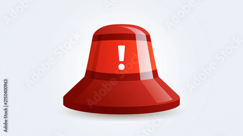 red emergency siren icon in flat vector style, isolated on a bright white background, security alert concept, warning signal, safety icon, technology, notification, design,