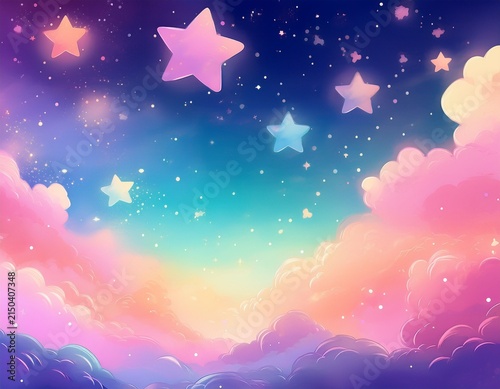 abstract kawaii colorful background with pastel gradient sky stars kawaii colorful abstract background pastel gradient sky