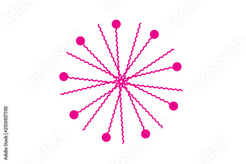 Принти на полотні Molecular structure with hydrophilic heads and hydrophobic tails in a radial arr